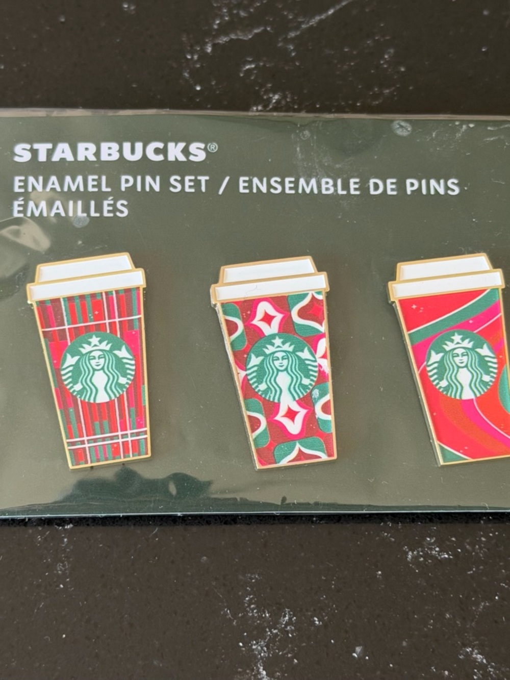 Starbucks Red & Green Holiday Cup Enamel Pin Trio